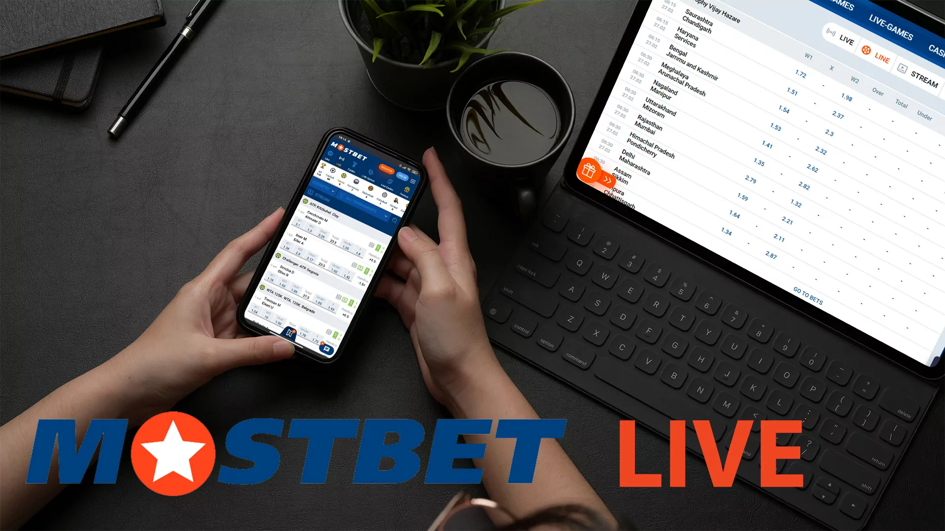 Live betting is also available in the Mostbet application.