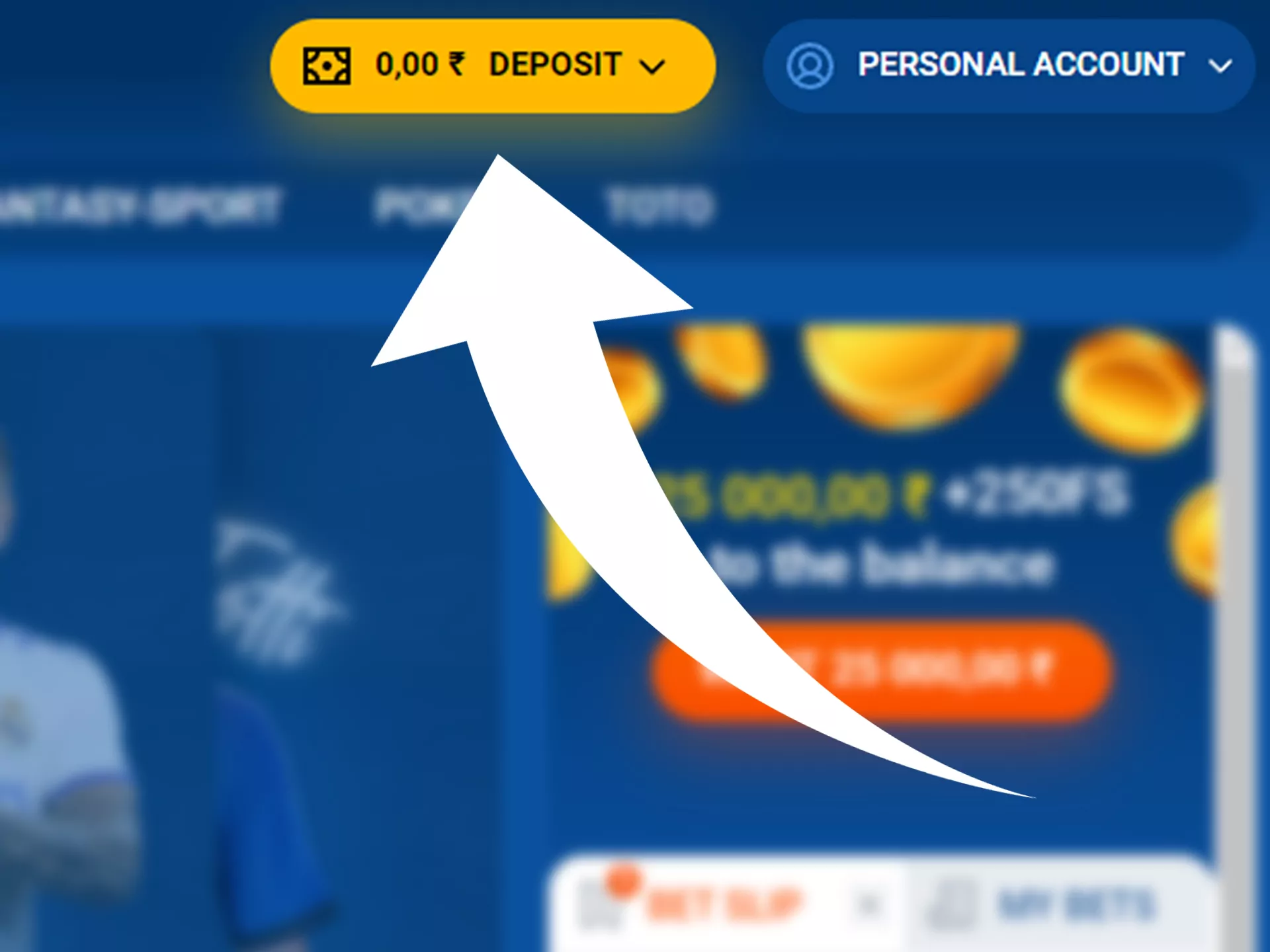 Make your first deposit to start betting.