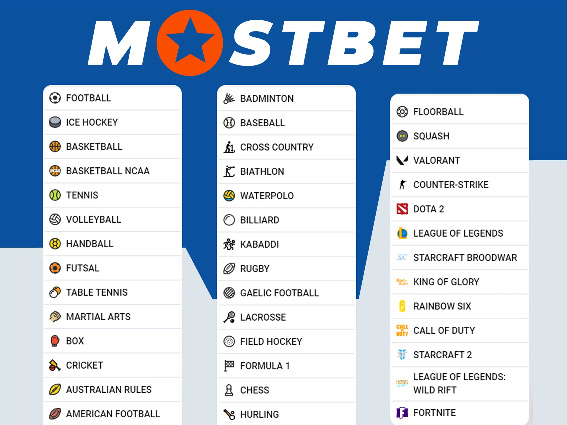 Mostbet has a variety of places to bet.