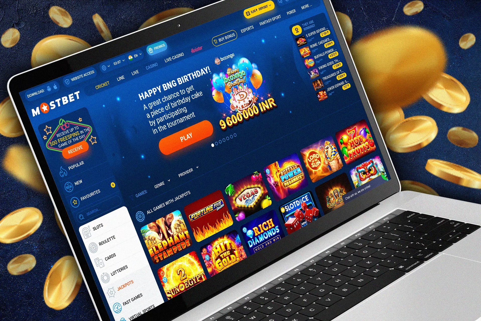 Try to win a part of a jackpot in the Mostbet casino.