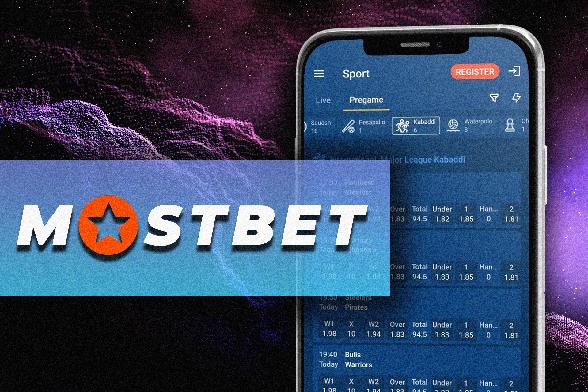 Mostbet app offers profitable odds on kabaddi.