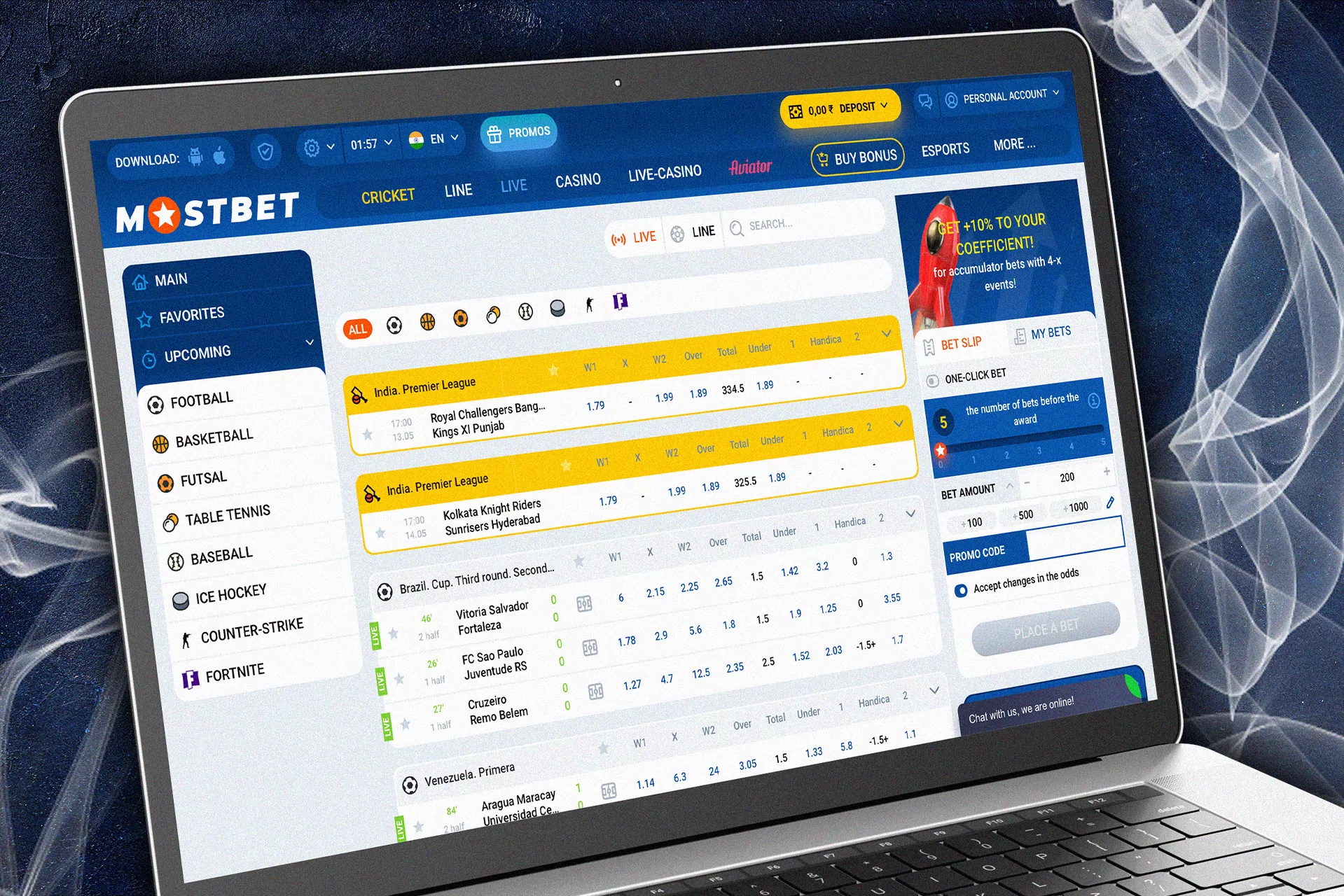 At Mostbet, bet on matches in the live streaming.