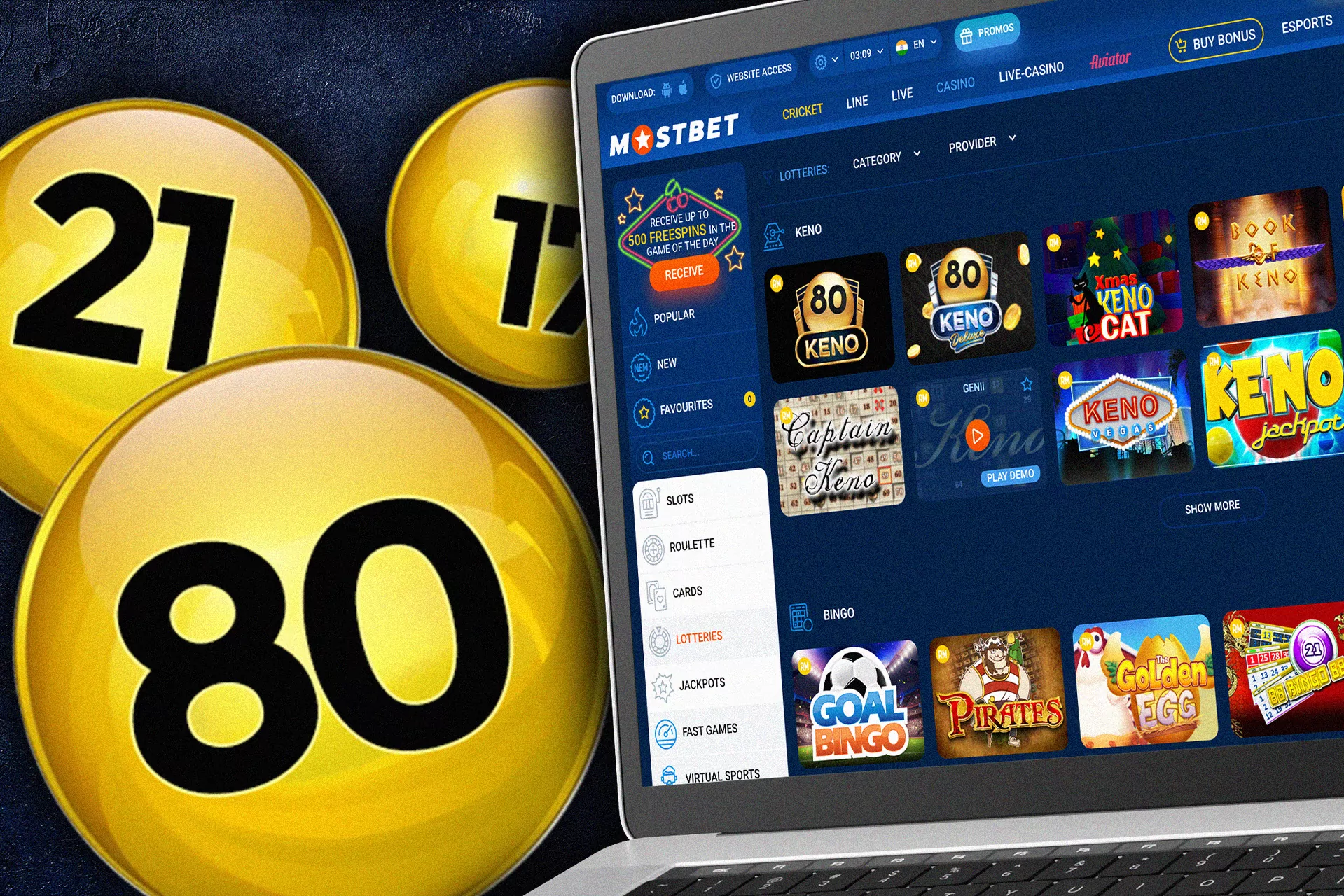 Play the lottery on the Mostbet website, look for matches and try to win the big prize.