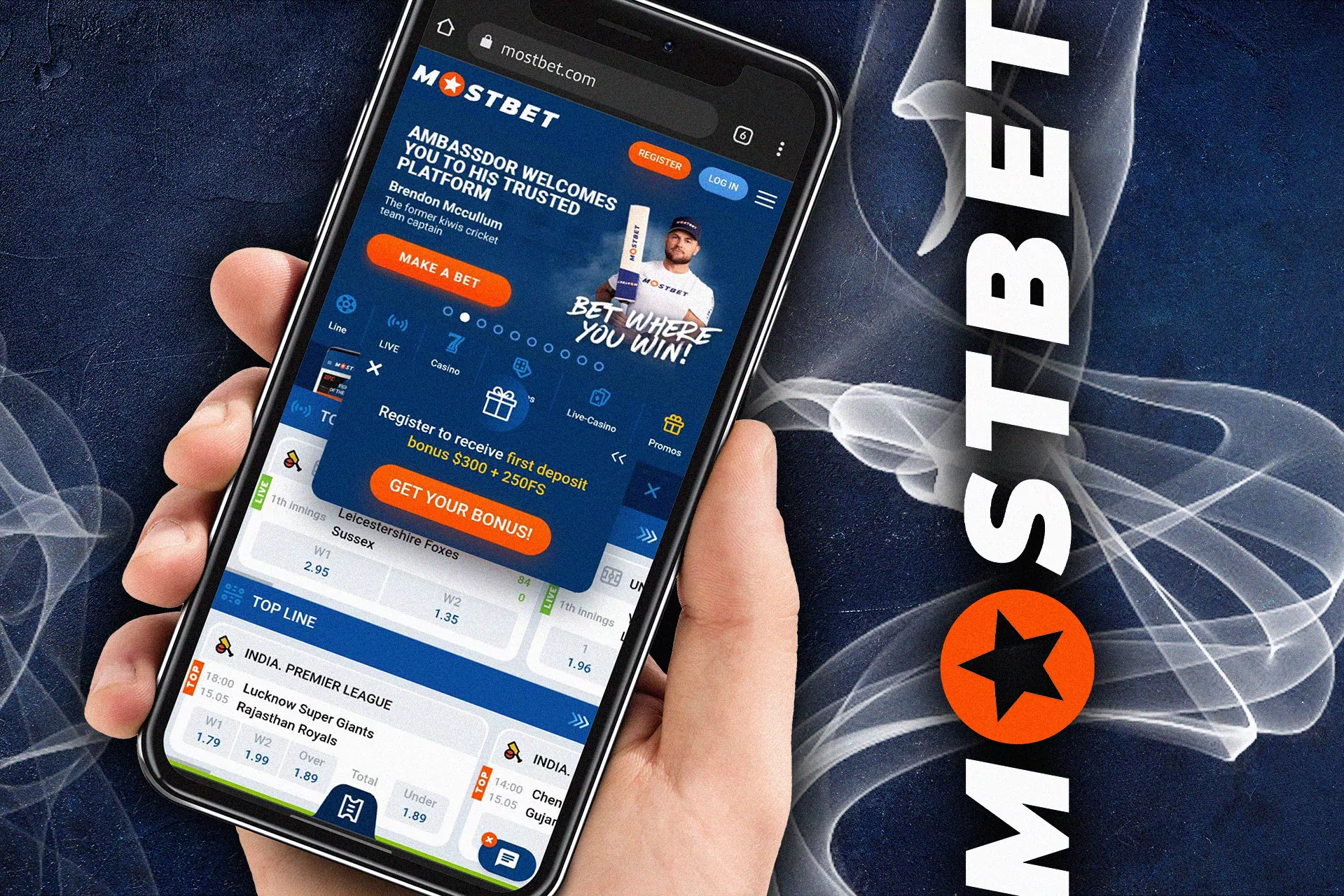 Use the mobile version of the Mostbet website to bet via phone.
