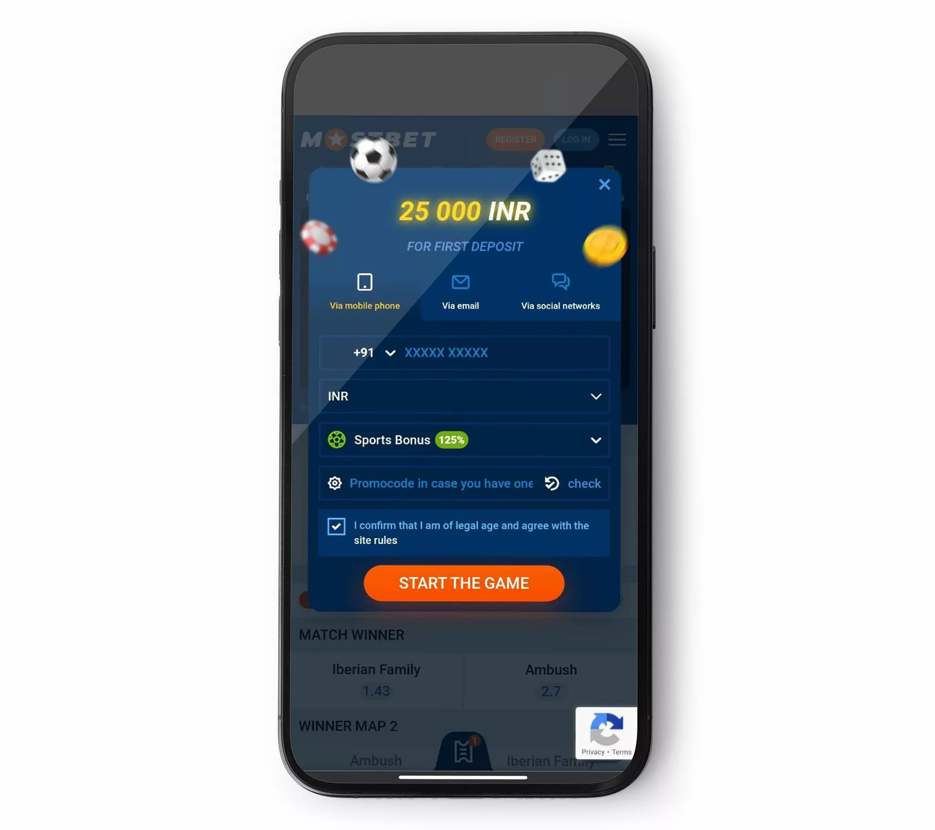 Sign up for Mostbet.