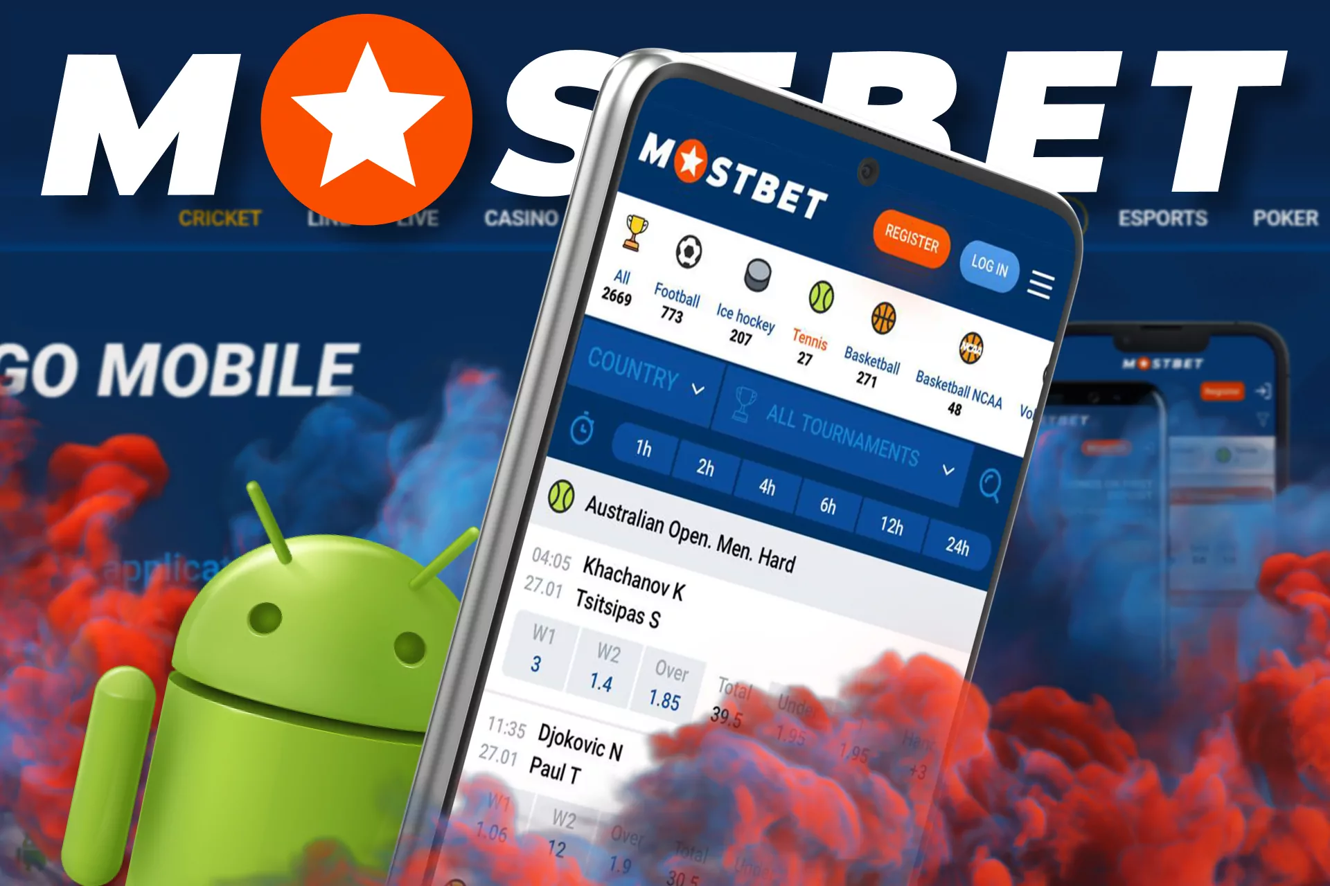 With the Mostbet app you can bet on tennis on your Android device anywhere.