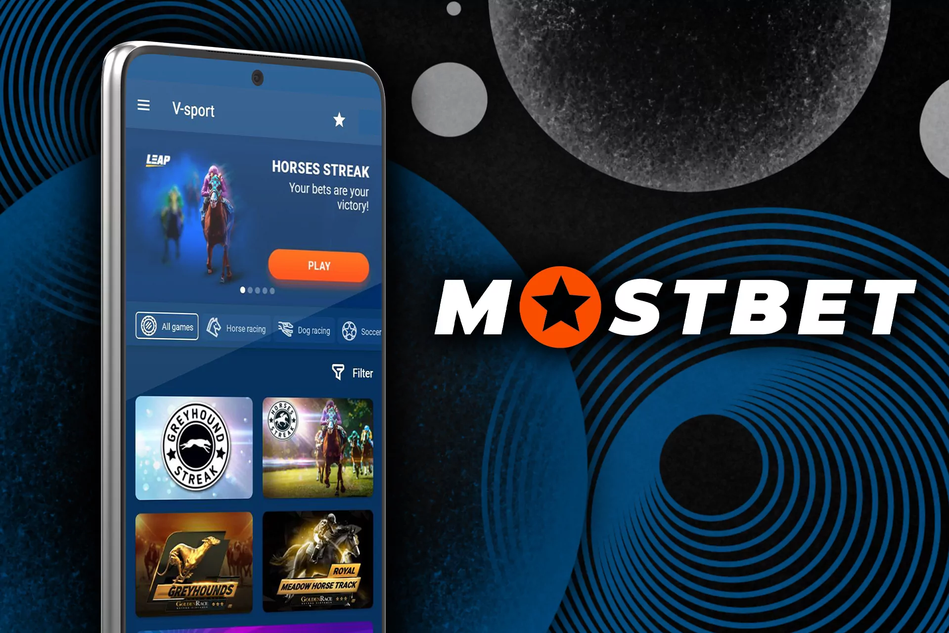 Place bets on virtual sport through the Mostbet app.