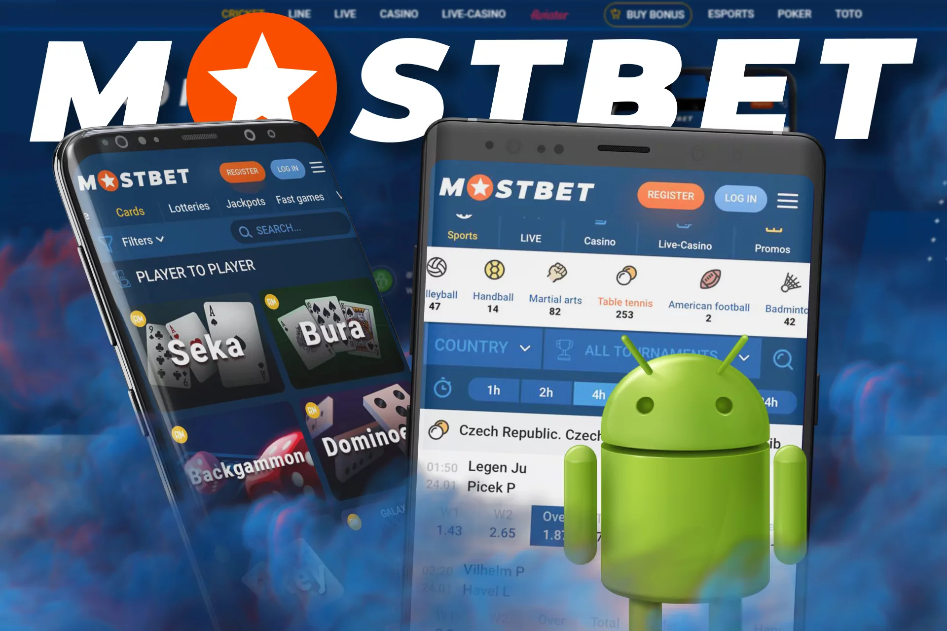 Use the Mostbet app for Android to bet on sports and play casino games.