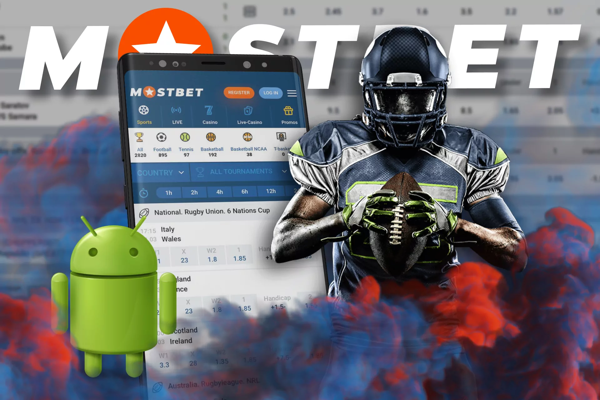 Bet on rugby on your Android phone with Mostbet.