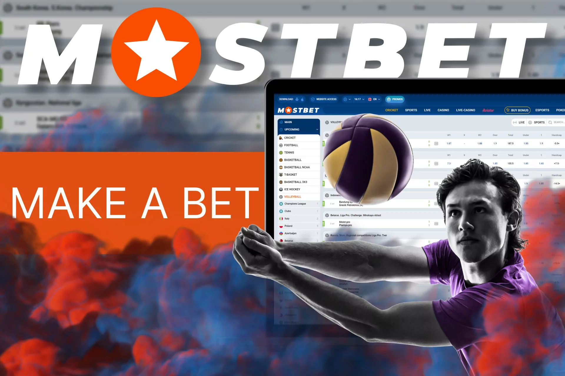 Bet online on volleyball with Mostbet.
