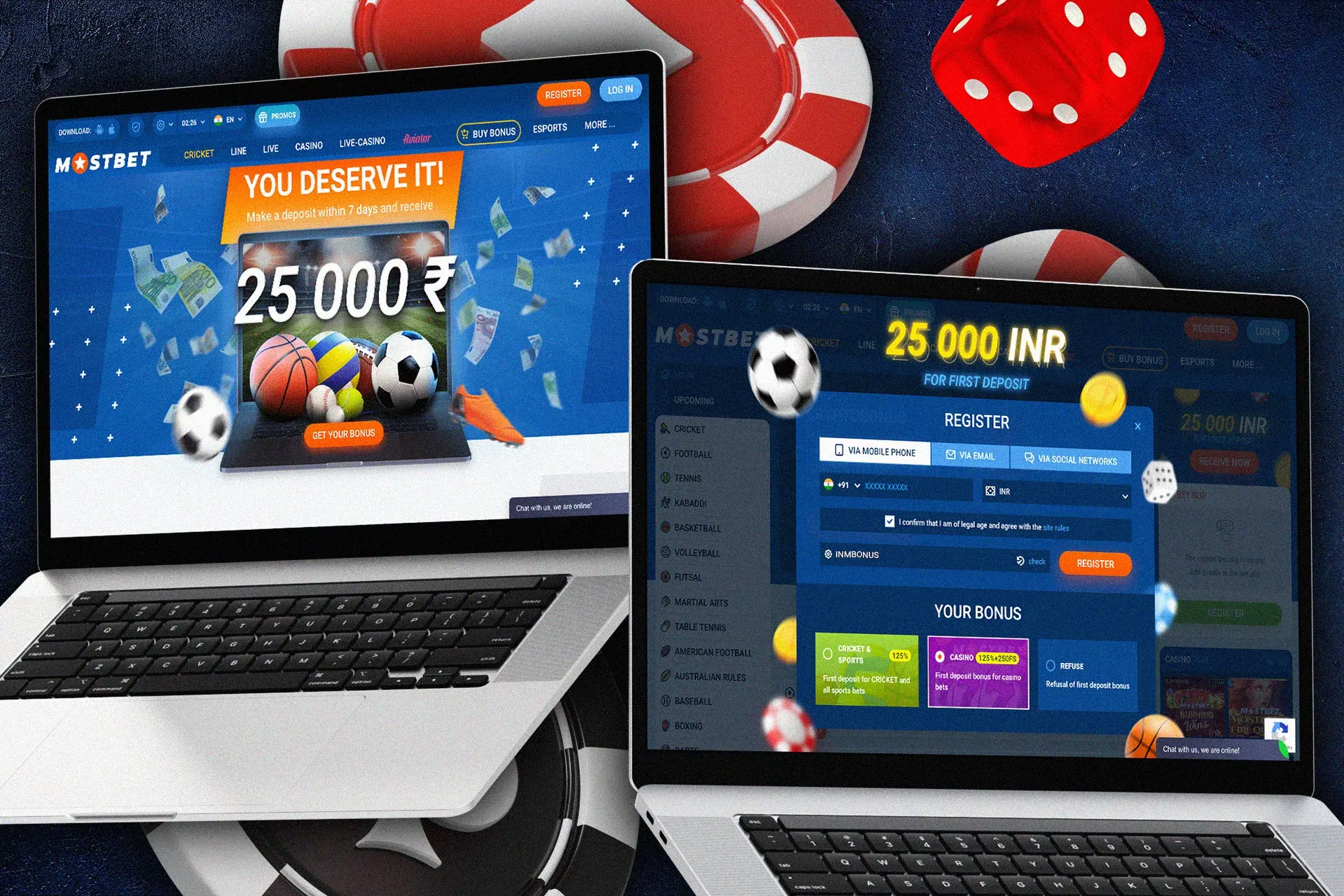 Get an extra bonus of up to 125% on games at Mostbet Casino.