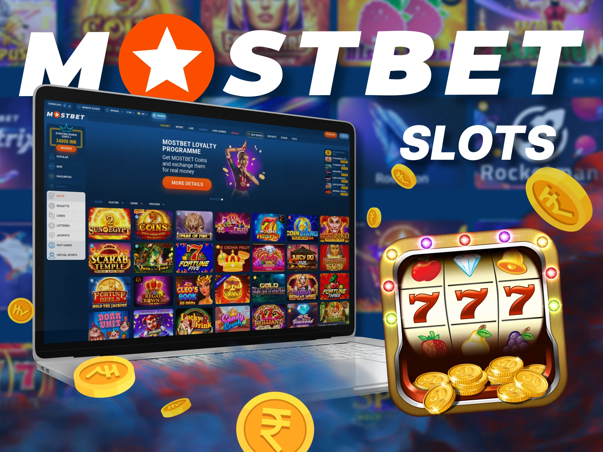 Try your luck playing Mostbet Casino Slots.