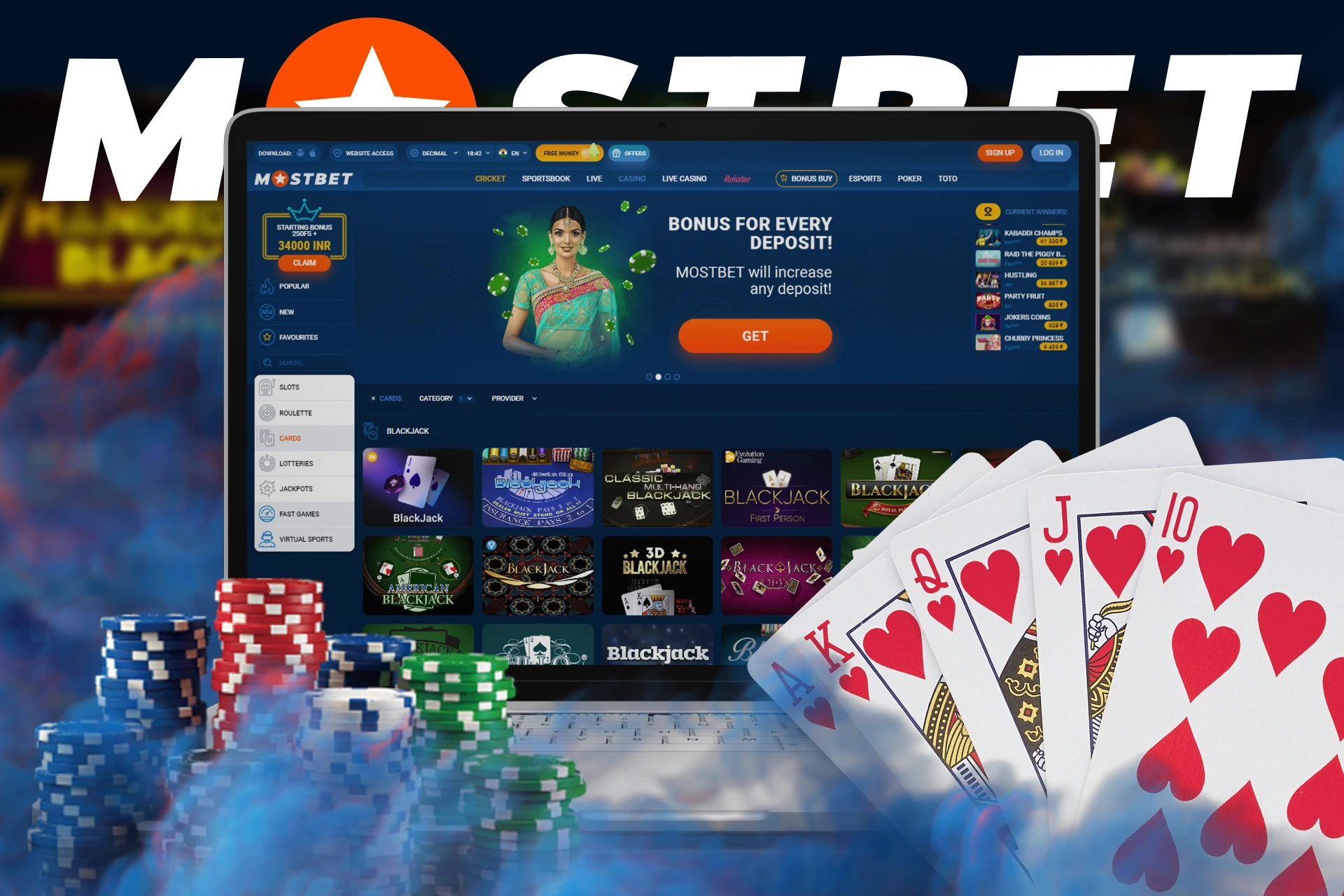 At Mostbet, try different types of Blackjack.