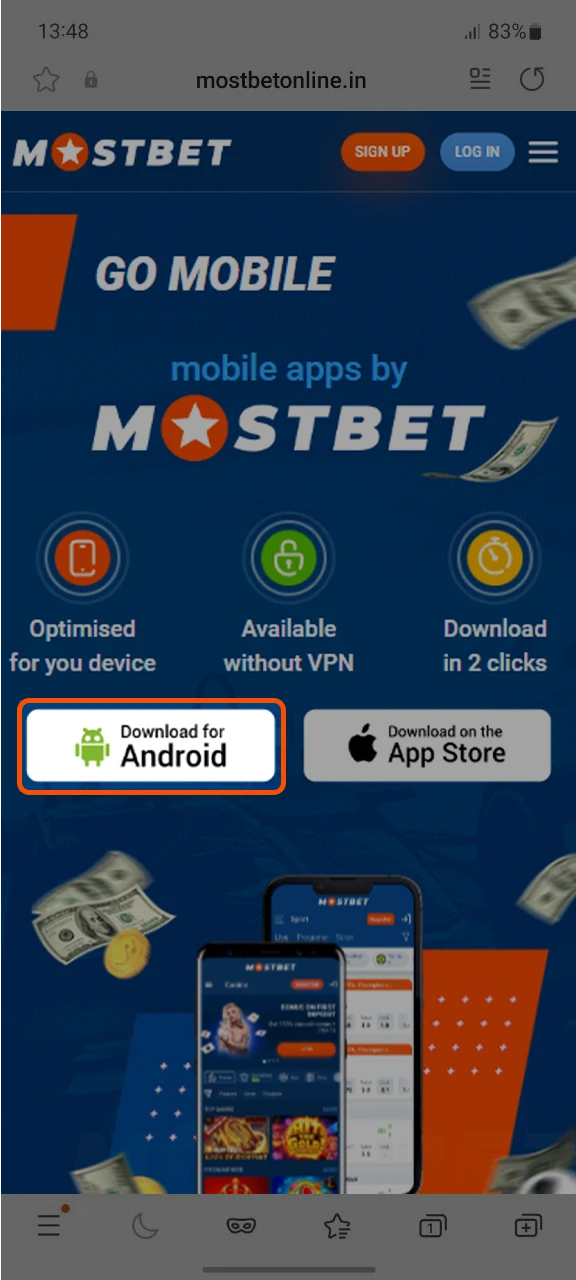 Download the Mostbet APK file for your Android device.