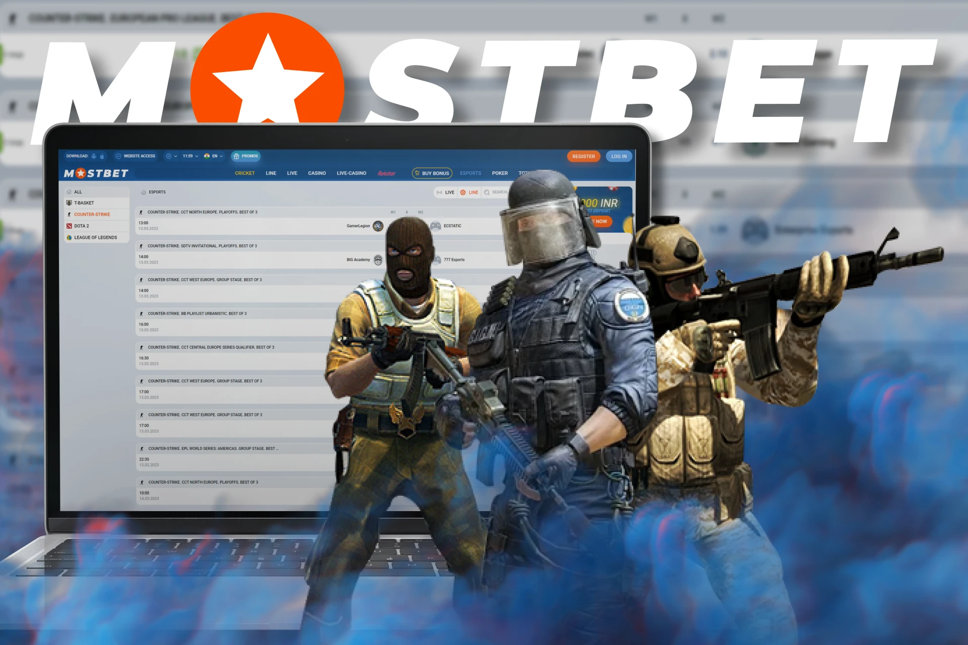 Bet on various CS:GO tournaments at Mostbet.