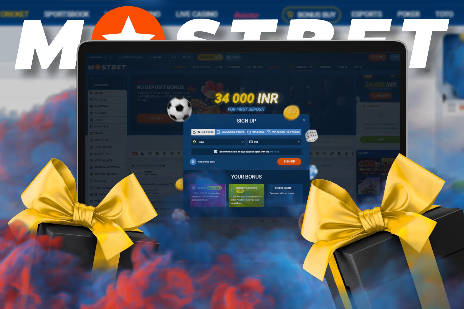Get a special welcome bonus for your first deposit at Mostbet.