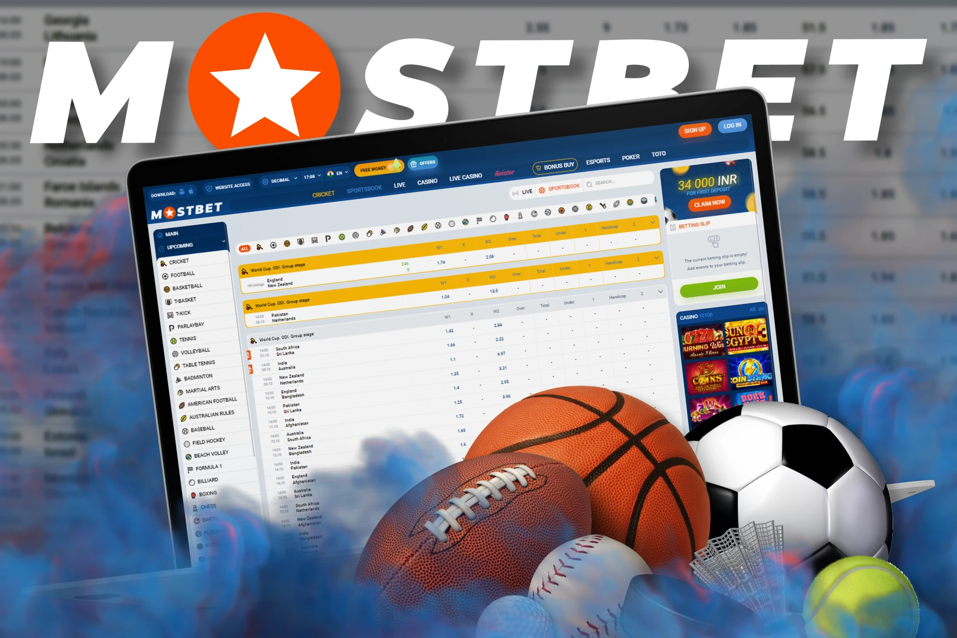 Try betting on different types of sport at Mostbet.