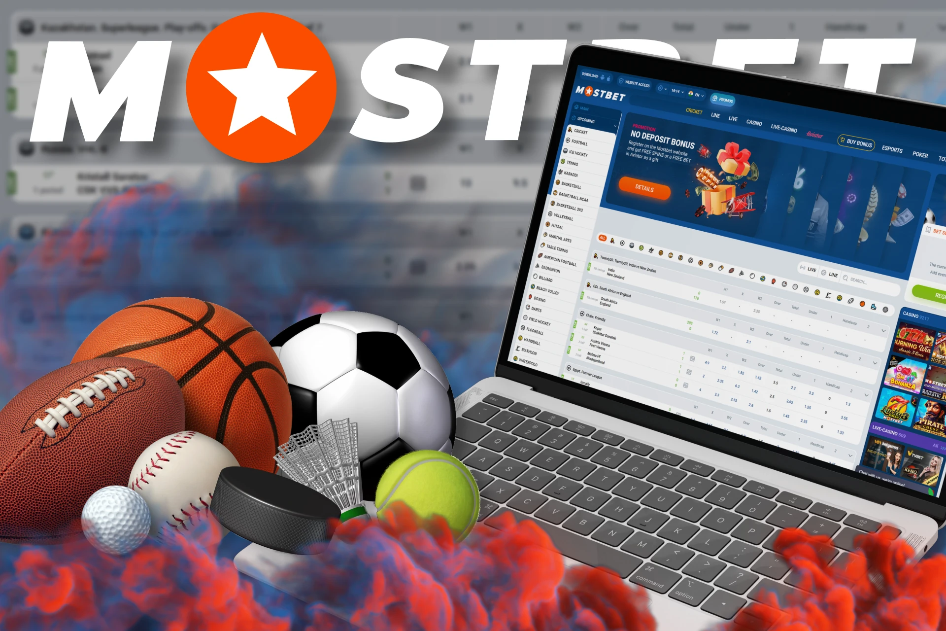 Place bets on various sports at Mostbet.