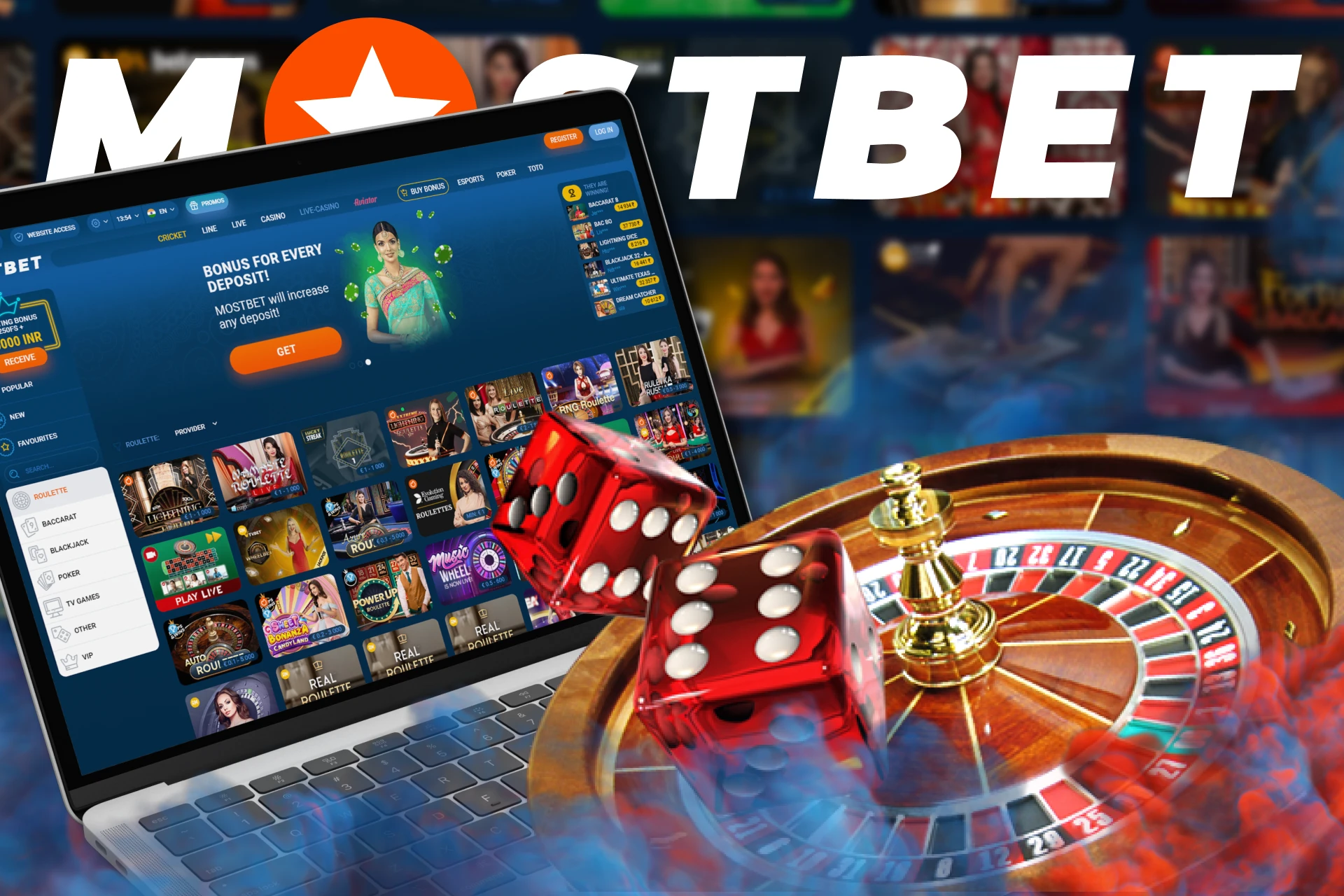 Try your luck playing roulette with Mostbet.
