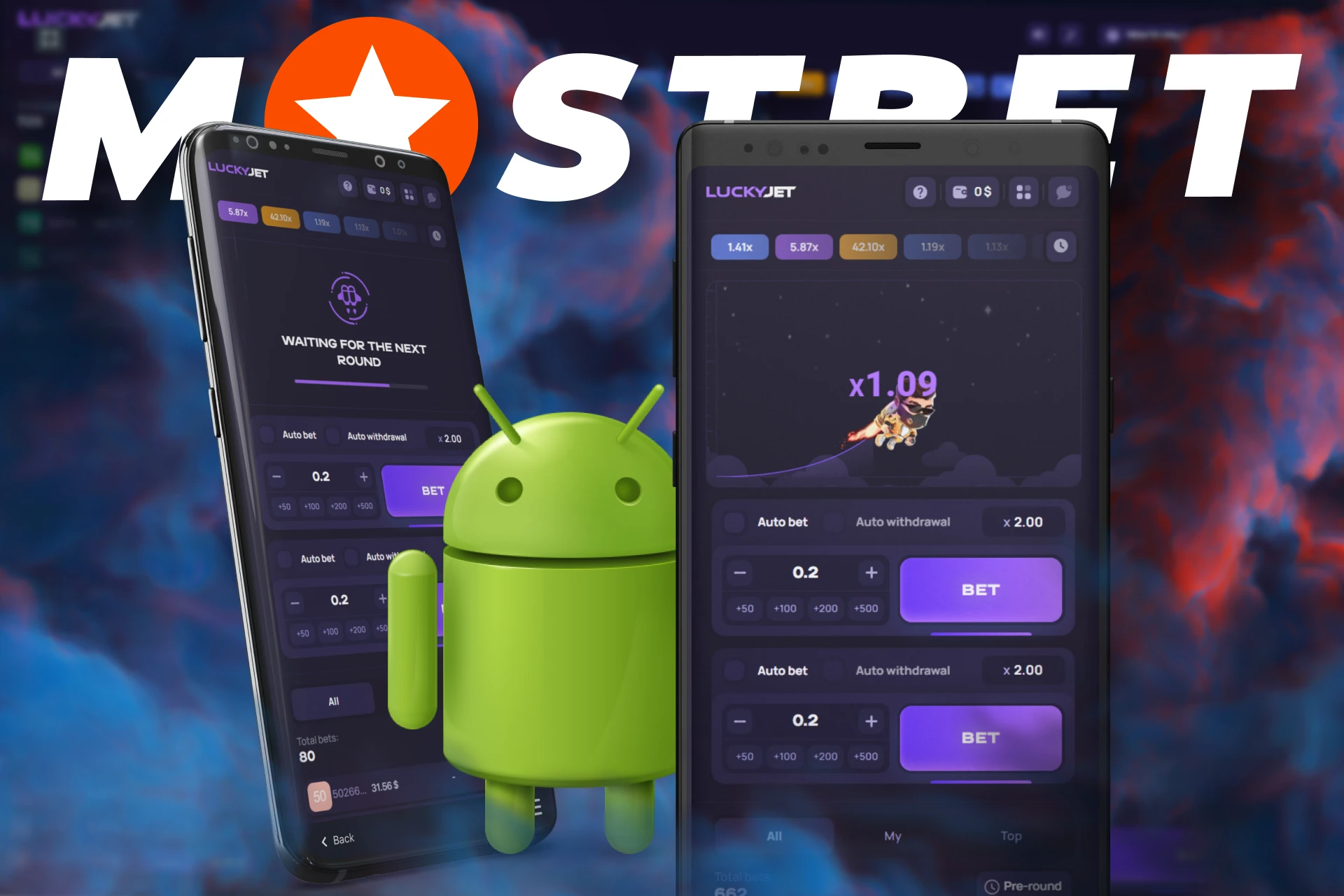 At Mostbet, play Lucky Jet on different Android devices.