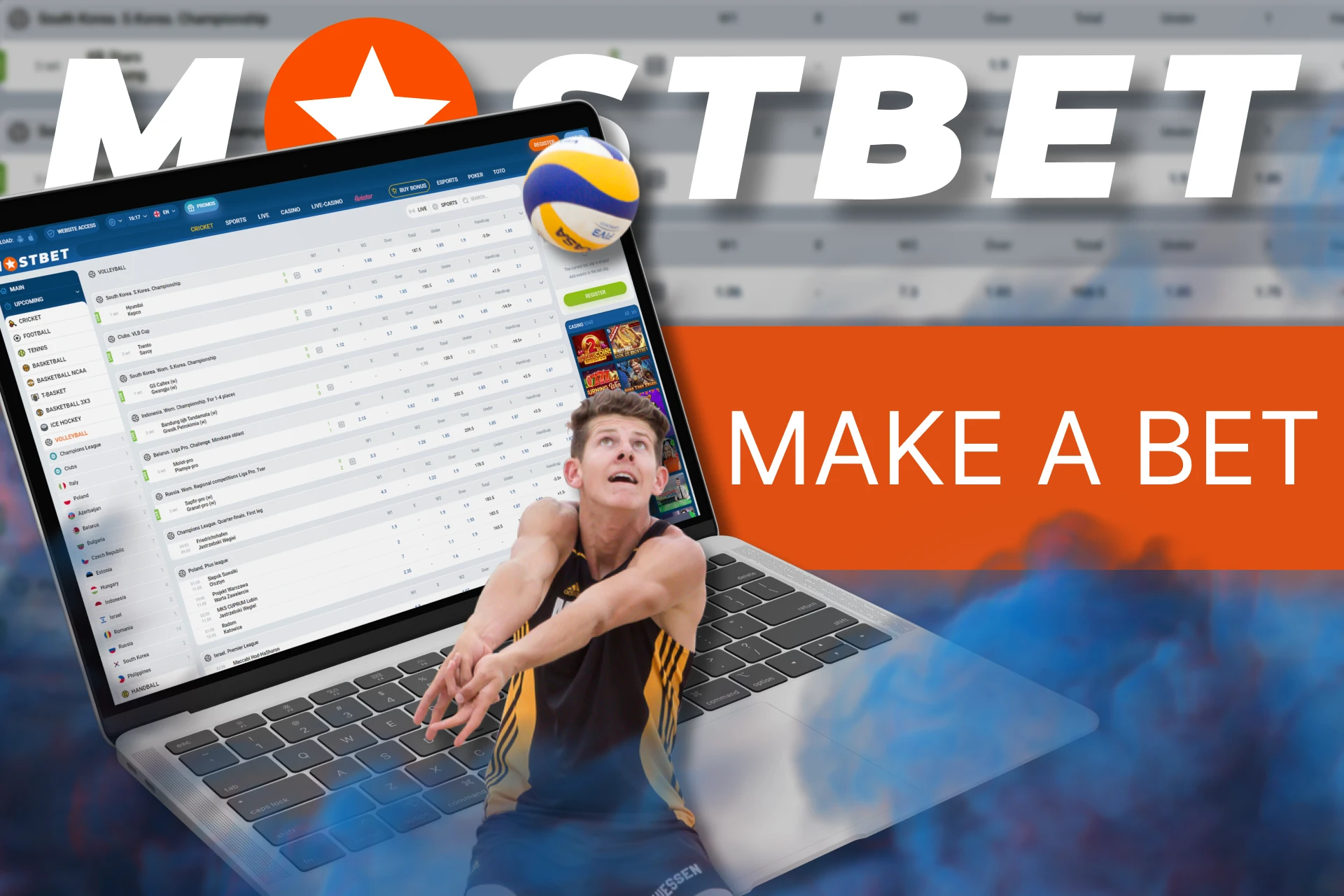 Try different types of bets at Mostbet when betting on volleyball.