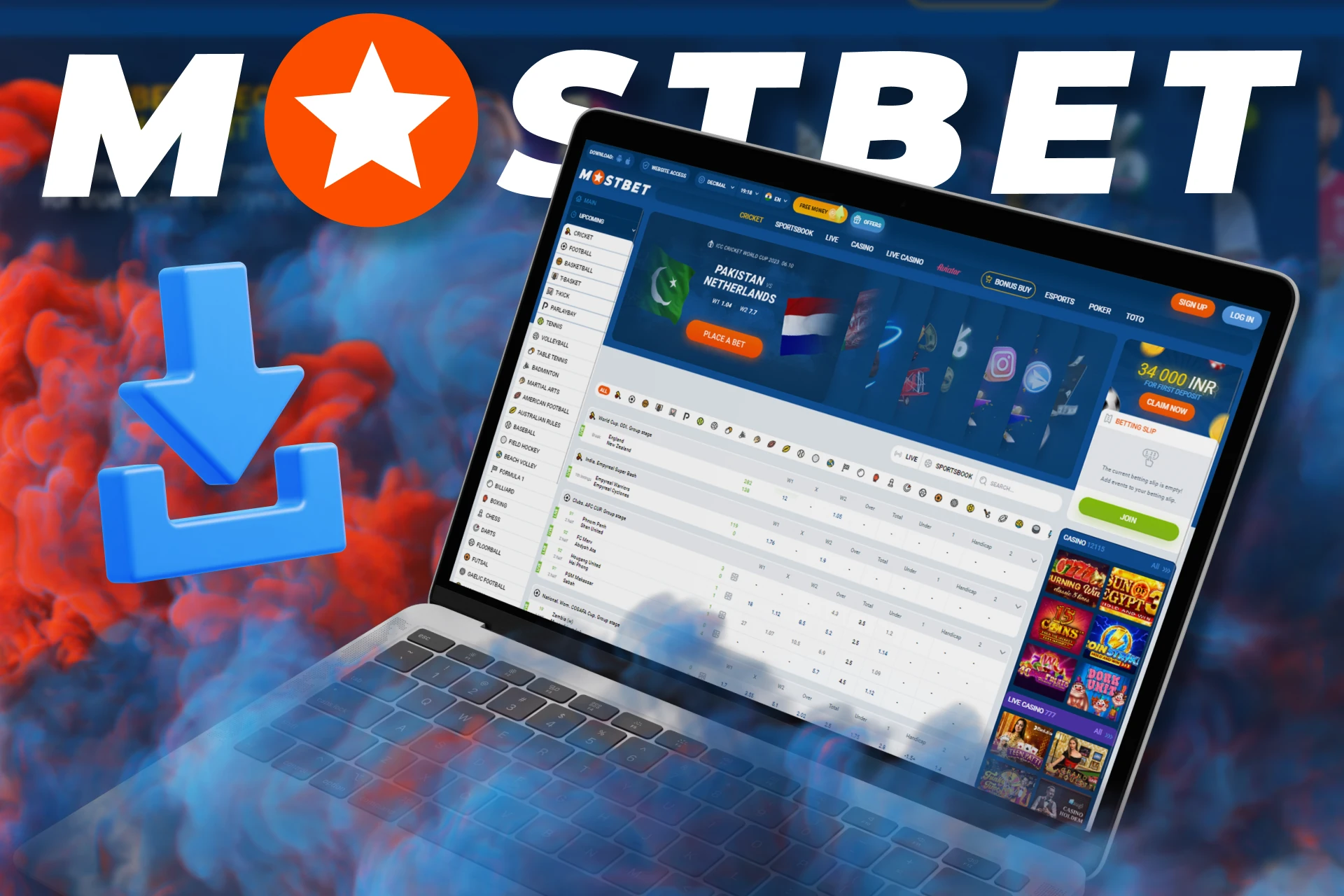 Use these instructions to download a convenient application from Mostbet to your computer.