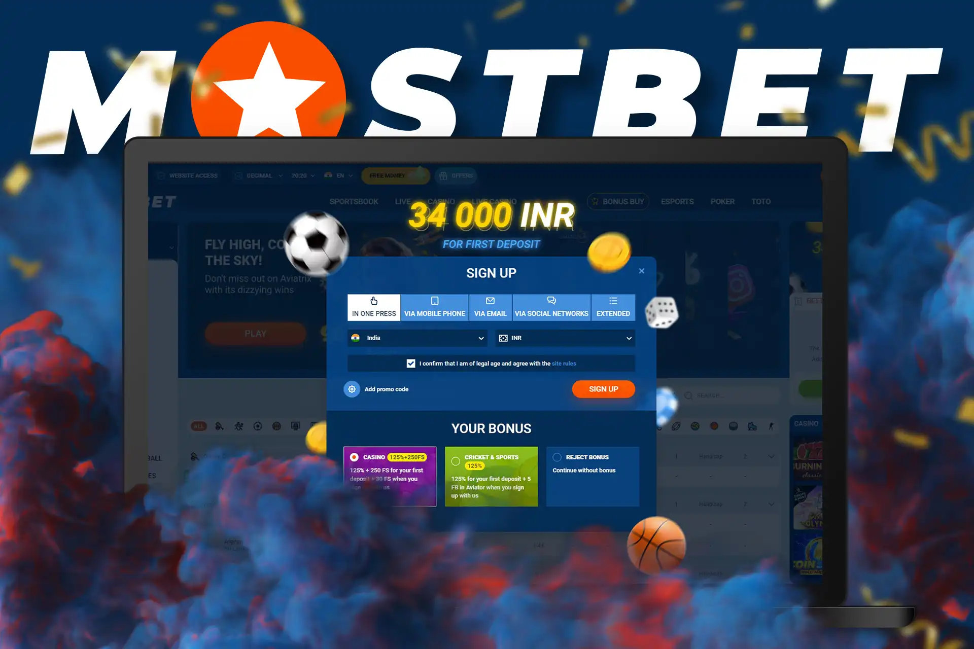 Get registered at Mostbet to get started at the online casino.