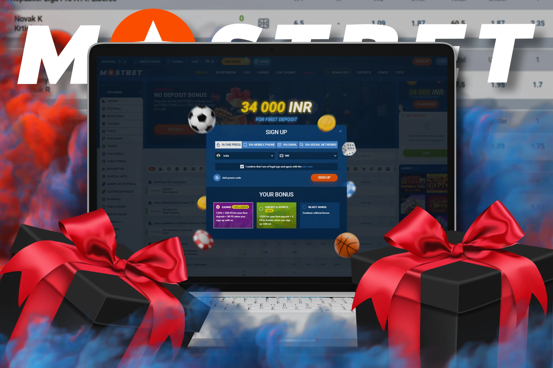 Get a welcome bonus on your first deposit in Mostbet.
