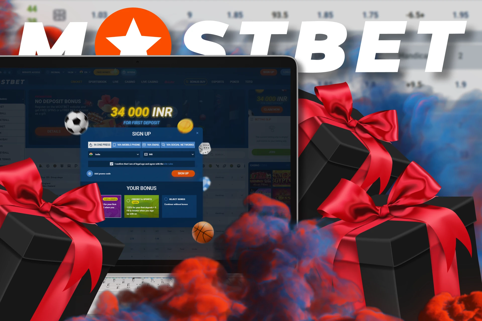 At Mostbet, you can get your first deposit tennis bonus during registration.