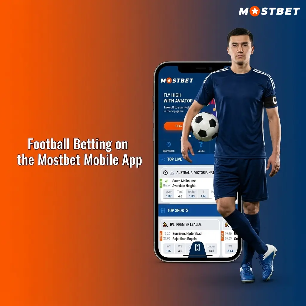 Mostbet mobile app football betting interface showing sports markets and live match options for Indian bettors