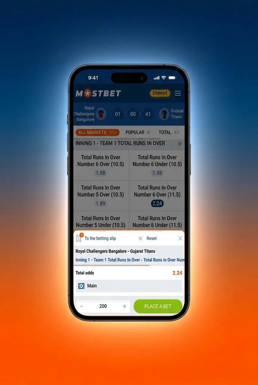 Step-by-step guide showing how to place a tennis bet on Mostbet sportsbook interface with pre-match and live options