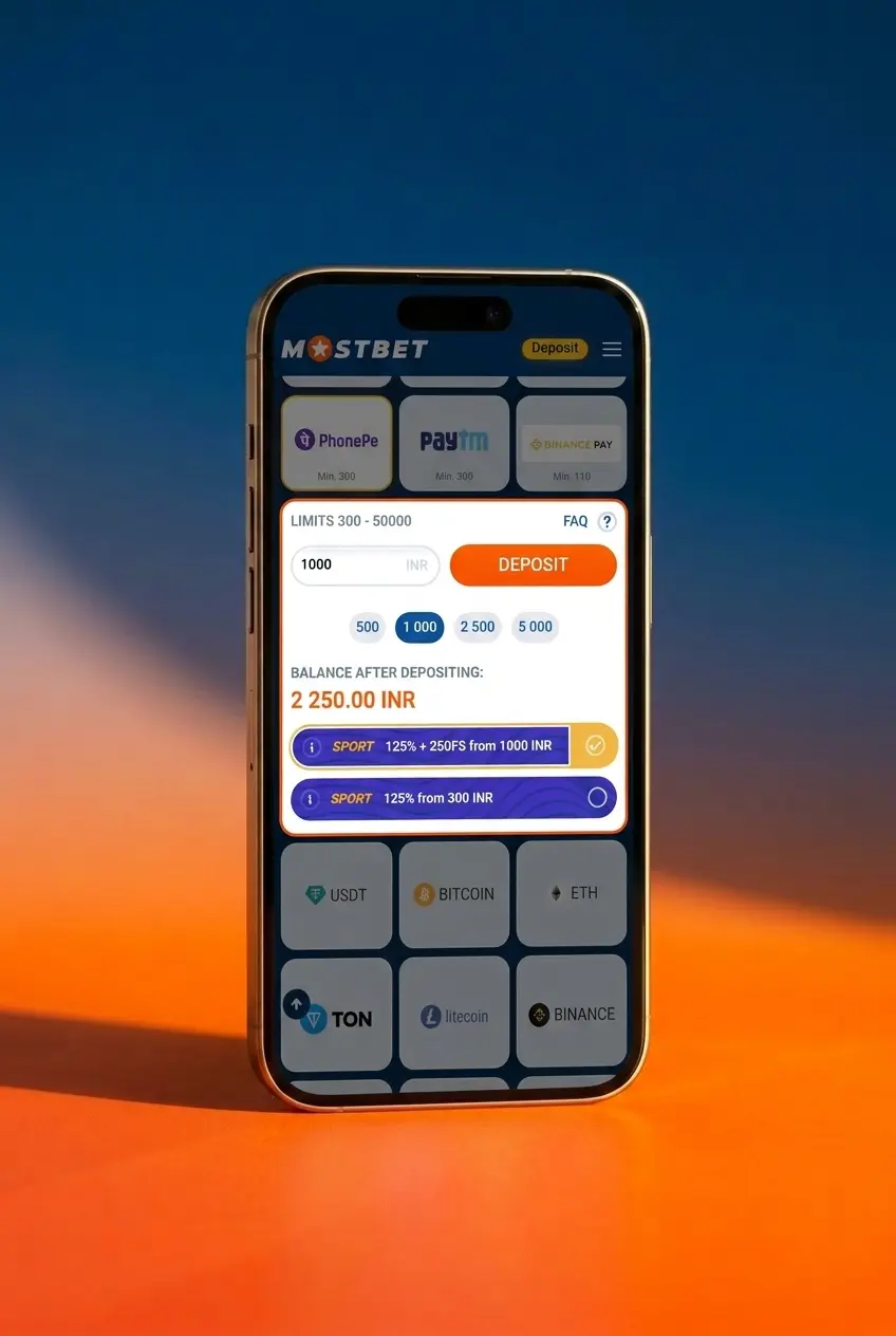 Mostbet sportsbook interface showing basketball betting steps with INR stakes on a device screen