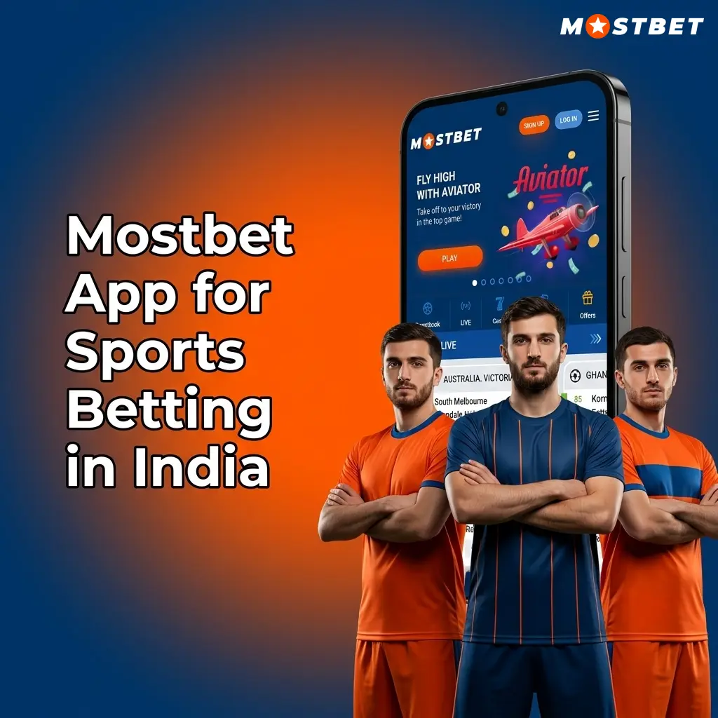 Mostbet mobile app interface for sports betting in India showing Android and iOS download options