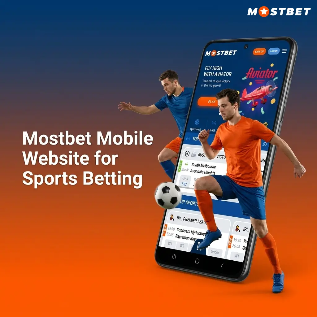 Mostbet mobile website interface on smartphone browser showing sports betting markets and live casino options