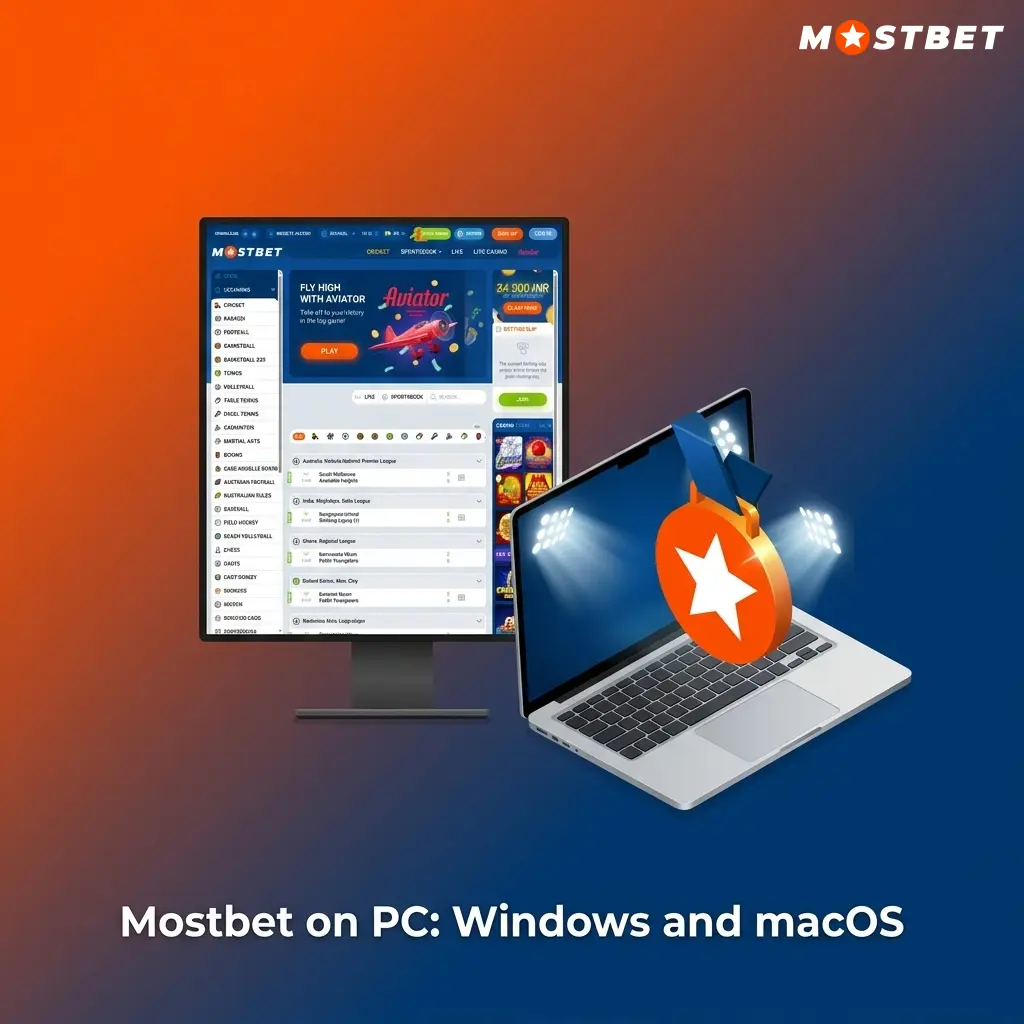 Mostbet desktop platform open in a browser on a PC showing sportsbook and live casino features