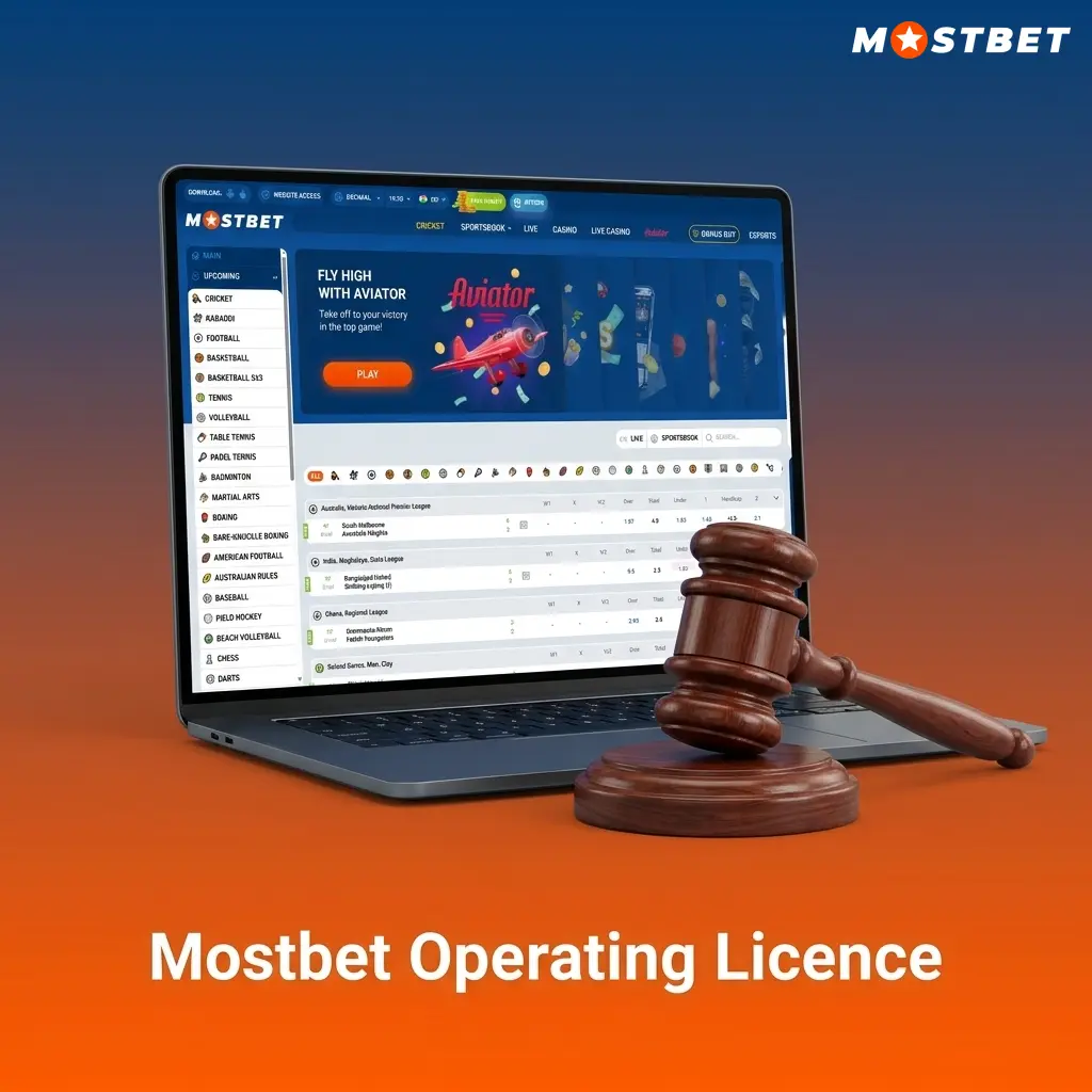 Mostbet Curaçao eGaming licence number 8048/JAZ displayed on the official website footer for verification