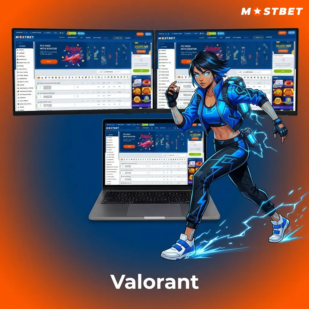 Valorant 5v5 tactical shooter with Riot Games agents in competitive match available for Mostbet esports betting