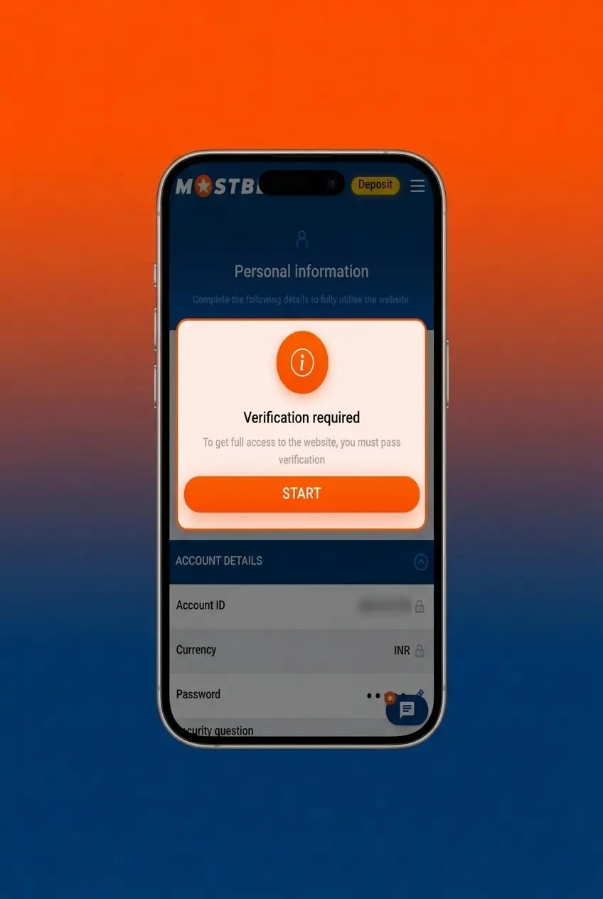 Mostbet account verification steps showing identity document upload and personal data submission process