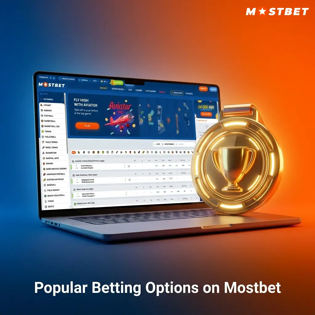Mostbet popular betting options including prematch, live betting, and Multi-Live accumulator for cricket and football