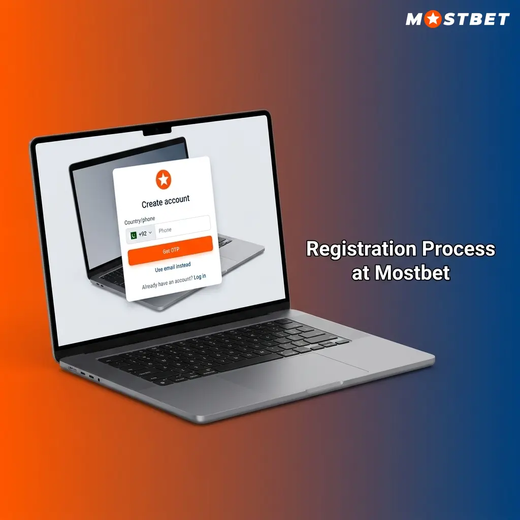 Mostbet registration process steps showing sign up form with phone email and social login options for Indian users
